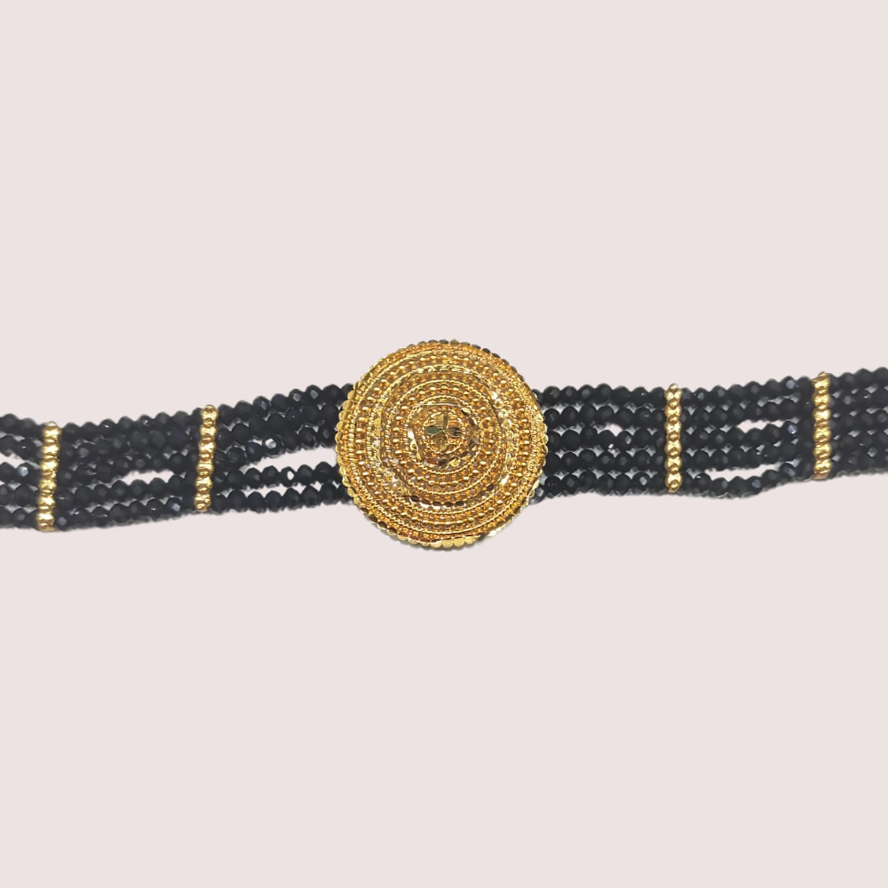 Women's Black Beaded Necklace, Stylish Black Necklace Set - Apparel - close-up detail view | Snazzyway