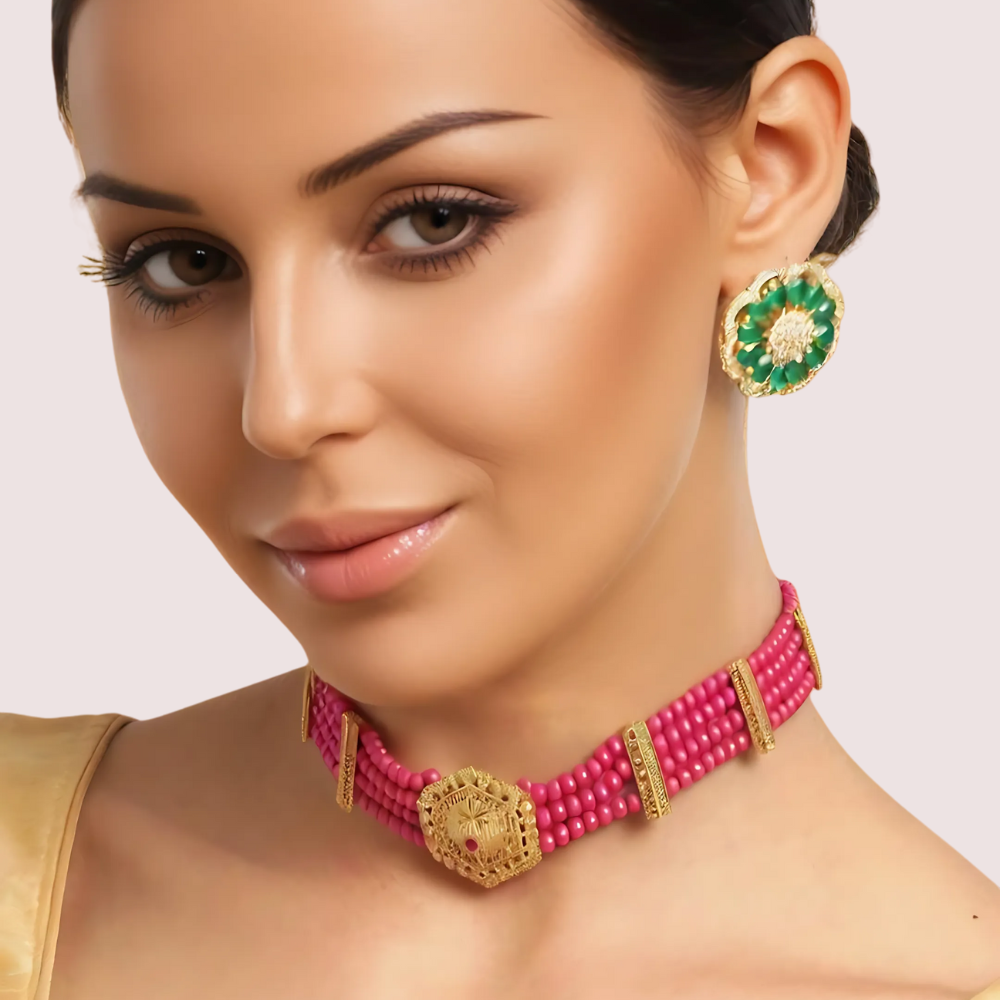 Women's Red Beaded Necklace, Regal Red Necklace Set - Apparel - front view | Snazzyway