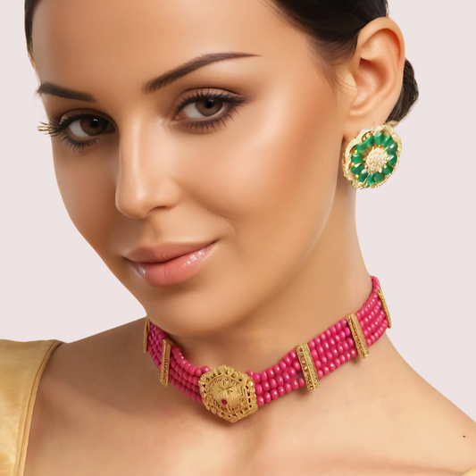 Women's Red Beaded Necklace, Regal Red Necklace Set - Apparel - front view | Snazzyway