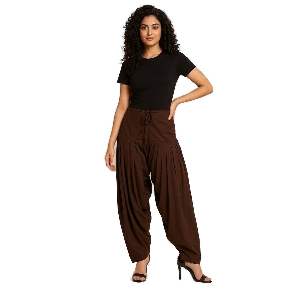 Women’s Coffee Brown Jaipur Cotton Patiala Pants - Indian Ethnic Wear - front view | Villows DTrendz