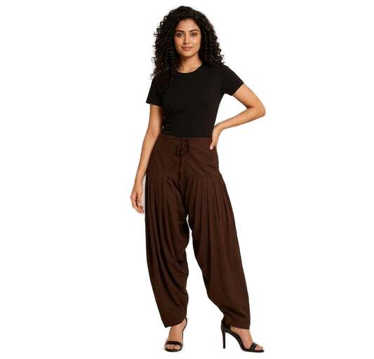 Women’s Coffee Brown Jaipur Cotton Patiala Pants - Indian Ethnic Wear - front view | Villows DTrendz