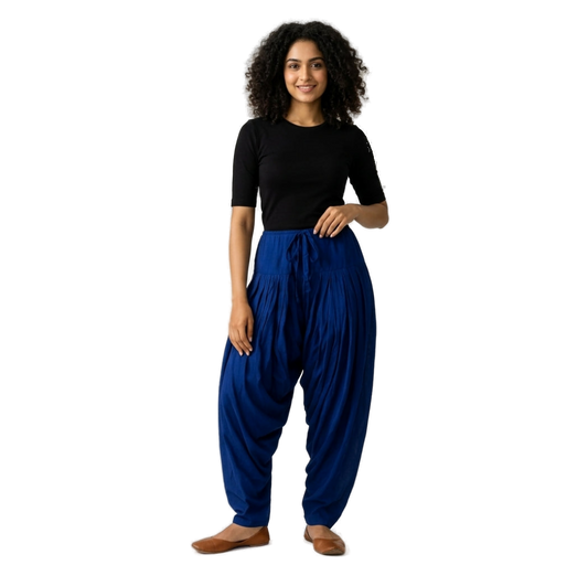 Women’s Ink Blue Jaipur Cotton Patiala Pants - Indian Ethnic Wear - front view | Villows DTrendz