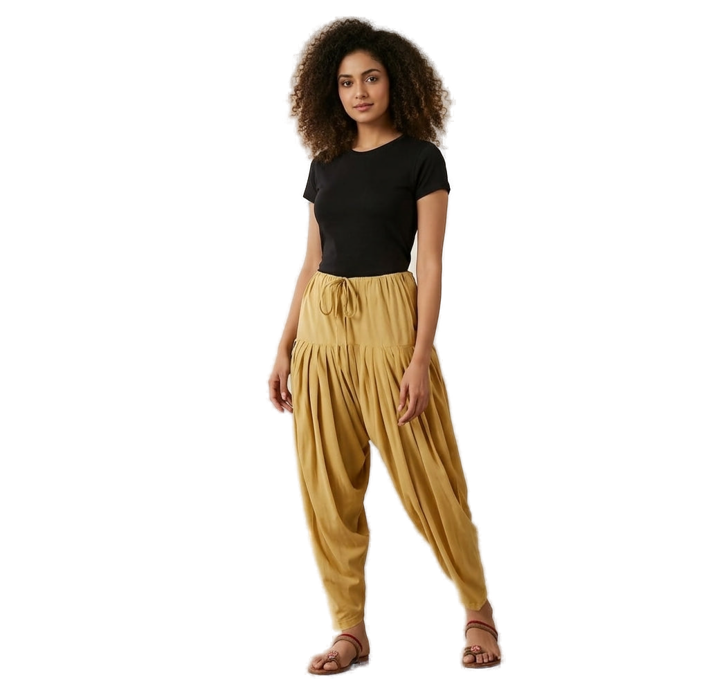 Women’s Khaki Jaipur Cotton Patiala Pants - Indian Ethnic Wear - front view | Villows DTrendz