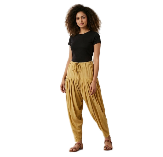 Women’s Khaki Jaipur Cotton Patiala Pants - Indian Ethnic Wear - front view | Villows DTrendz