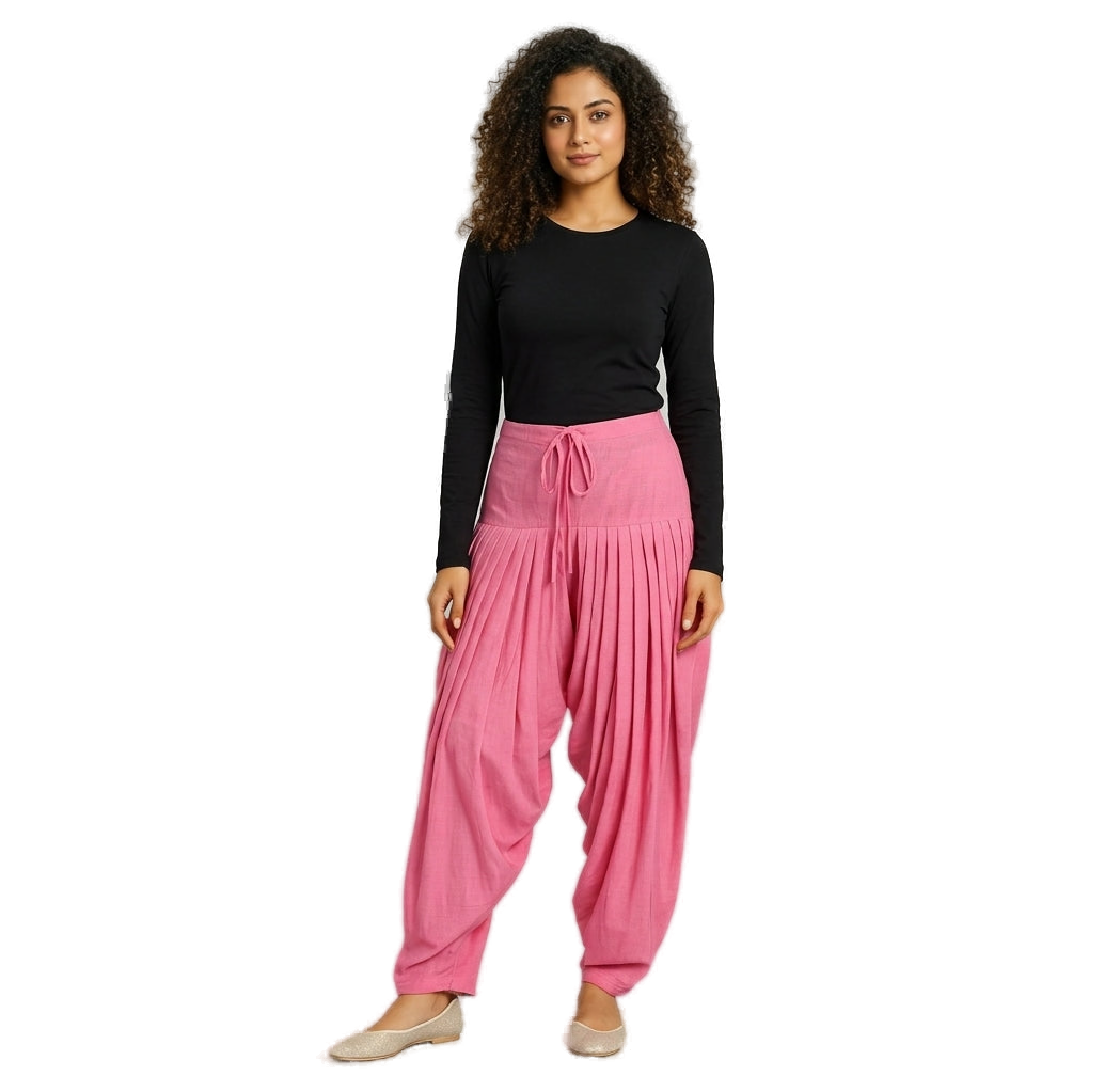 Women’s Lotus Pink Jaipur Cotton Patiala Pants - Indian Ethnic Wear - front view | Villows DTrendz