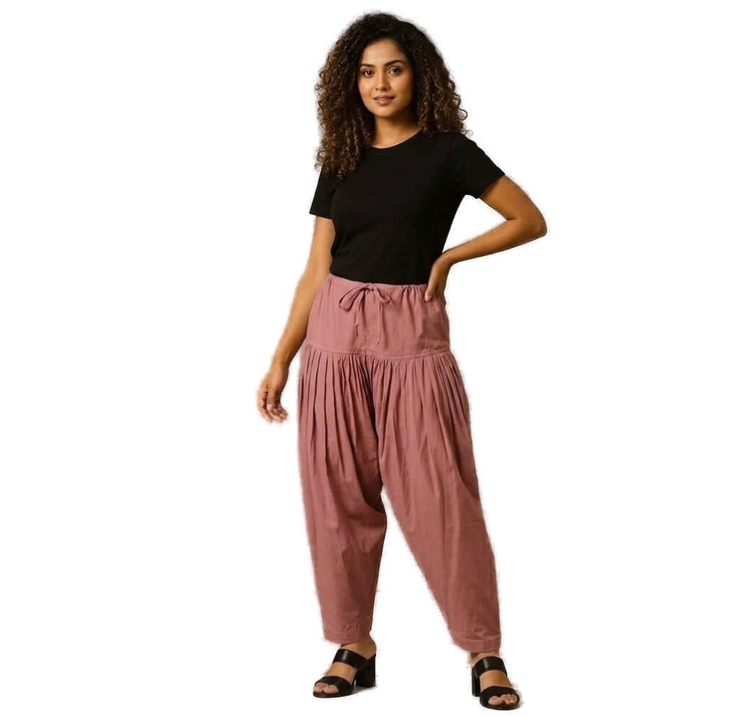 Women’s Onion Pink Jaipur Cotton Patiala Pants - Indian Ethnic Wear - front view | Villows DTrendz