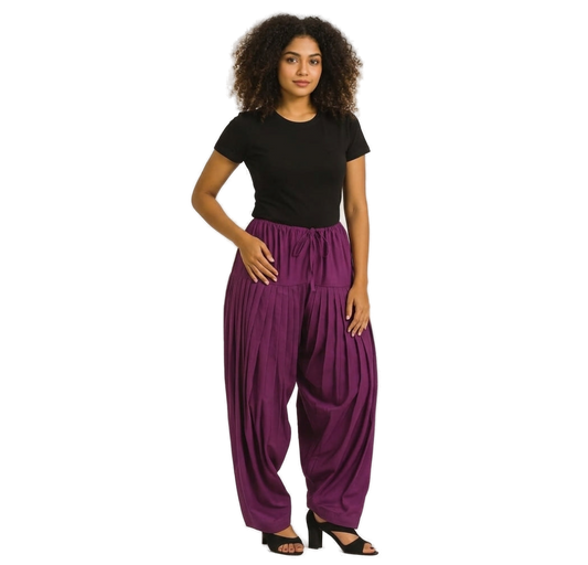 Women’s Plum Jaipur Cotton Patiala Pants - Indian Ethnic Wear - front view | Villows DTrendz