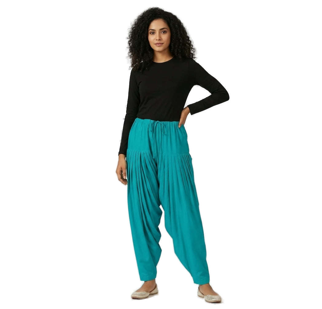 Women’s Rama Green Jaipur Cotton Patiala Pants - Indian Ethnic Wear - front view | Villows DTrendz