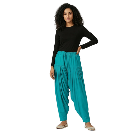 Women’s Rama Green Jaipur Cotton Patiala Pants - Indian Ethnic Wear - front view | Villows DTrendz