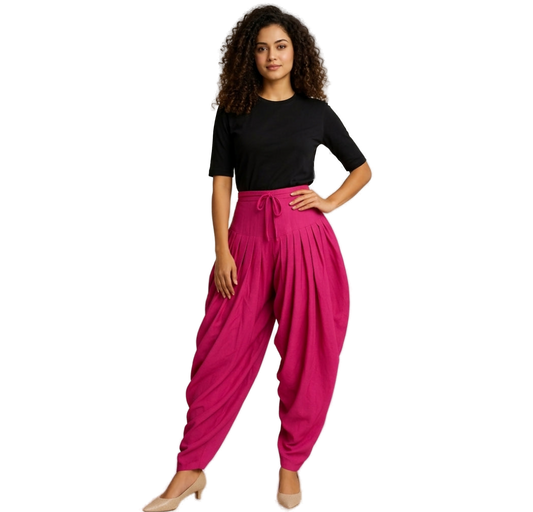 Women’s Rani Pink Jaipur Cotton Patiala Pants - Indian Ethnic Wear - front view | Villows DTrendz