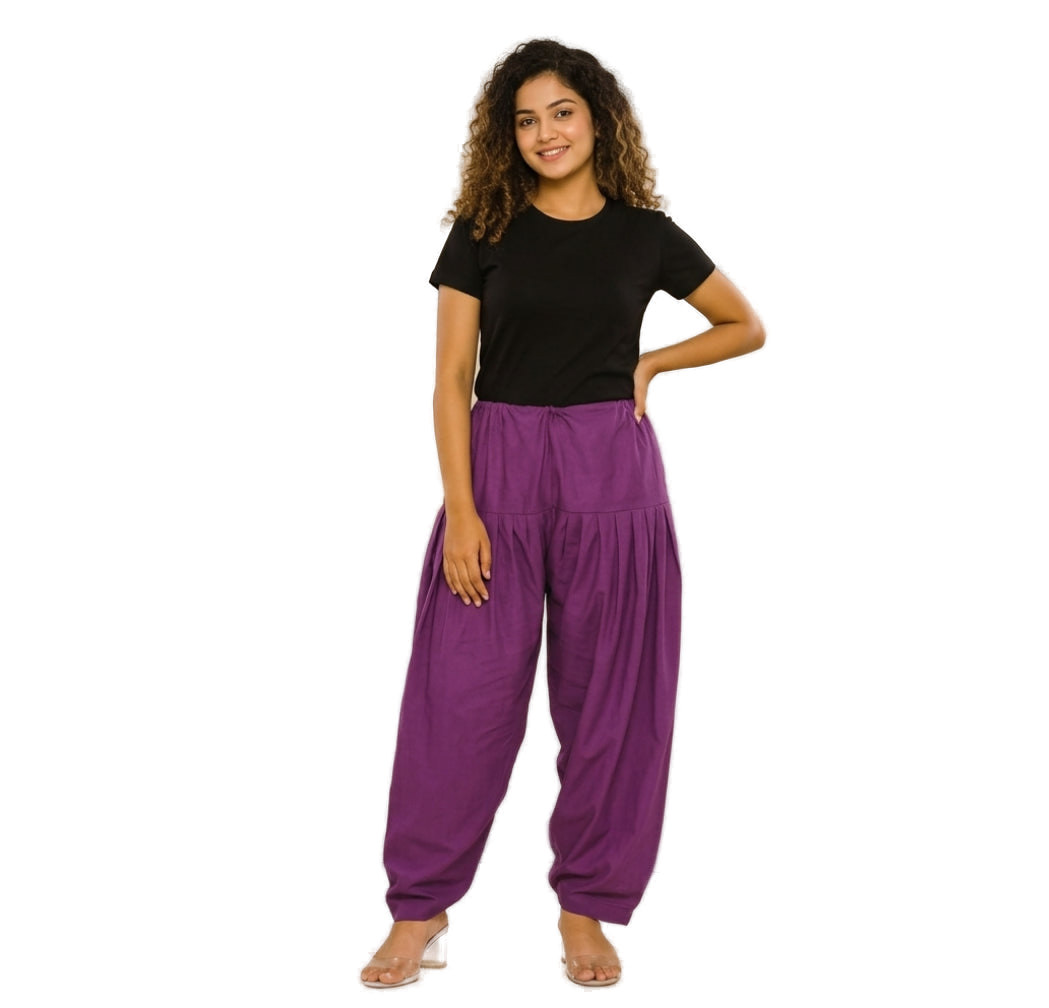 Women’s Violet Jaipur Cotton Patiala Pants - Indian Ethnic Wear - front view | Villows DTrendz