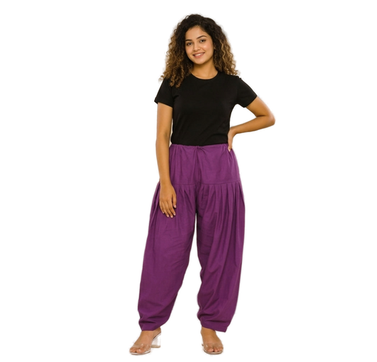 Women’s Violet Jaipur Cotton Patiala Pants - Indian Ethnic Wear - front view | Villows DTrendz