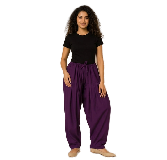 Women’s Wine Jaipur Cotton Patiala Pants - Indian Ethnic Wear - front view | Villows DTrendz