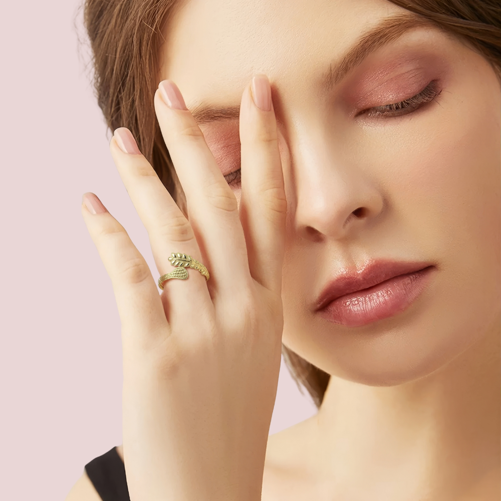 Women's Gold Designer Ring, Graceful Gold Statement Ring 2 - Apparel - front view | Snazzyway