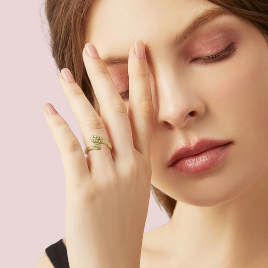 Women's Gold Designer Ring, Graceful Gold Statement Ring 2 - Apparel - front view | Snazzyway