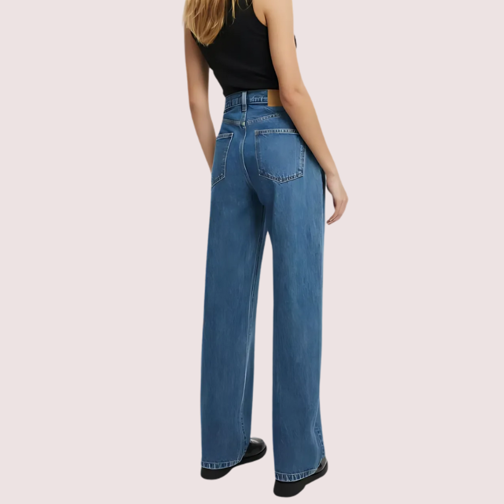 Women's Blue Denim Jeans, Stylish Blue Denim Pants - Apparel - back view | Snazzyway