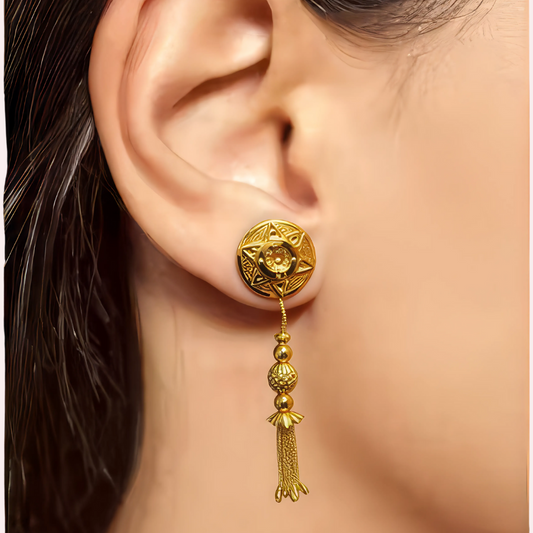 Women's Gold Designer Earrings, Refined Gold Stud Earrings - Apparel - front view | Snazzyway