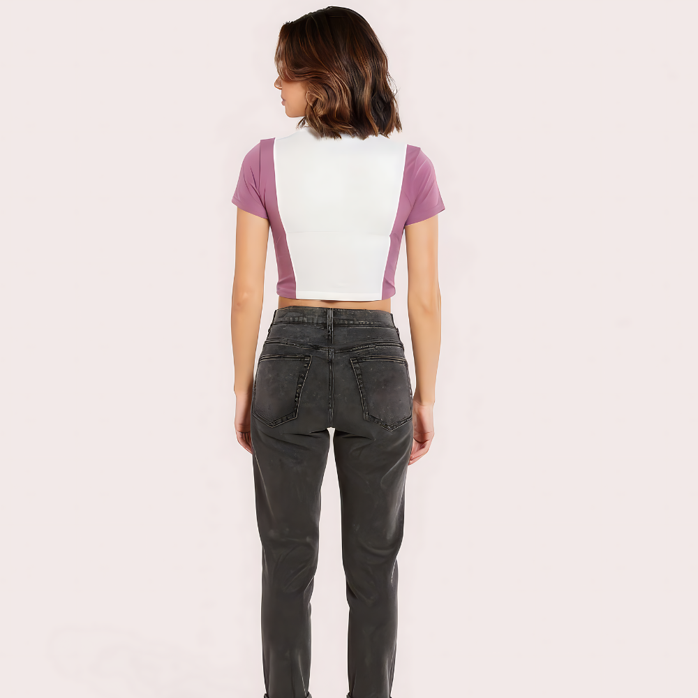 Women's Lilac Designer Crop Top, Chic Lilac Top - Apparel - close-up detail view | Snazzyway