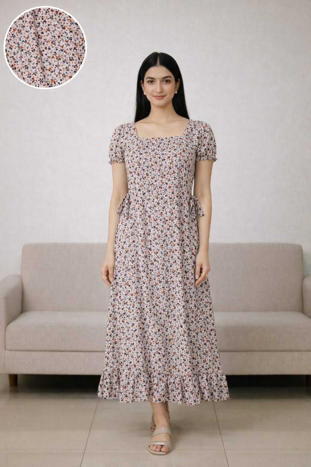Women’s Orange Maxi Gown - Western Wear - front view | Villows DTrendz