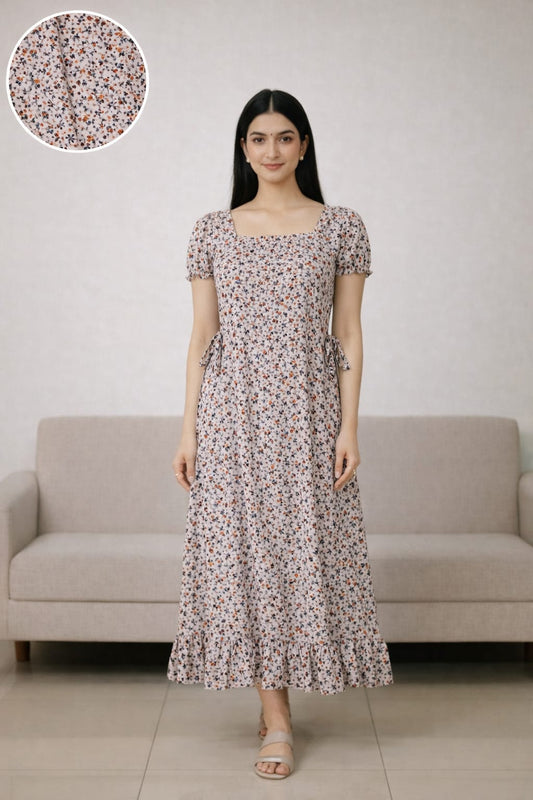 Women’s Orange Maxi Gown - Western Wear - front view | Villows DTrendz