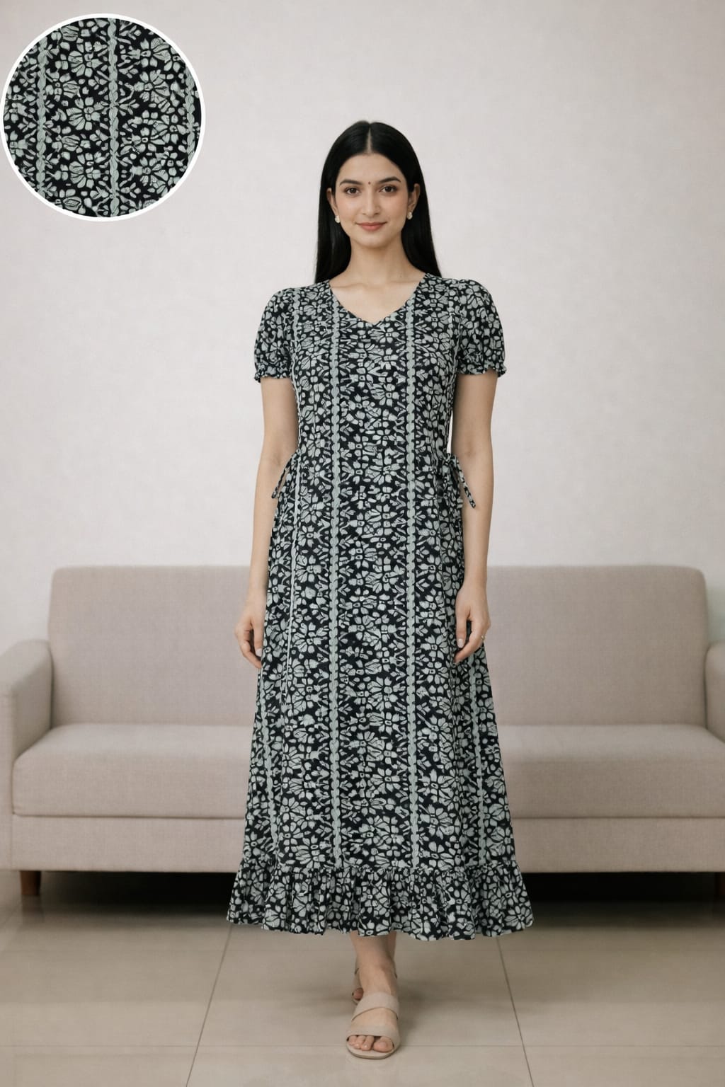 Women’s Blue Maxi Gown - Western Wear - front view | Villows DTrendz
