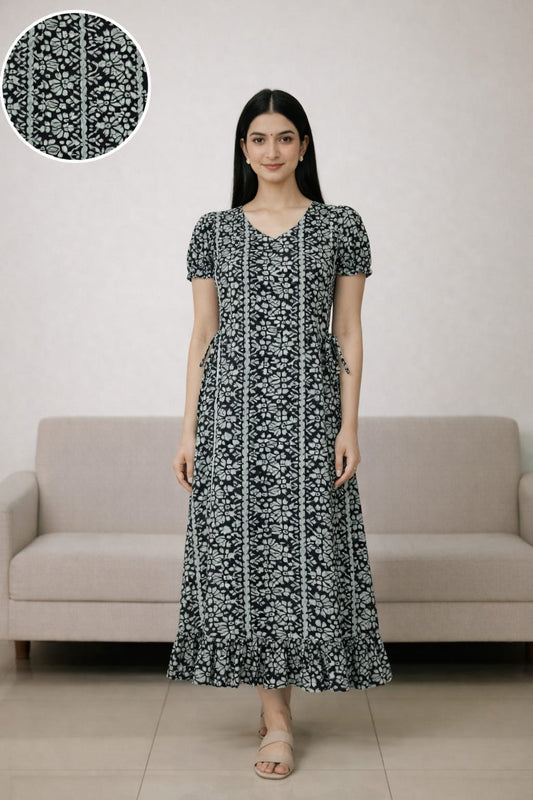 Women’s Blue Maxi Gown - Western Wear - front view | Villows DTrendz