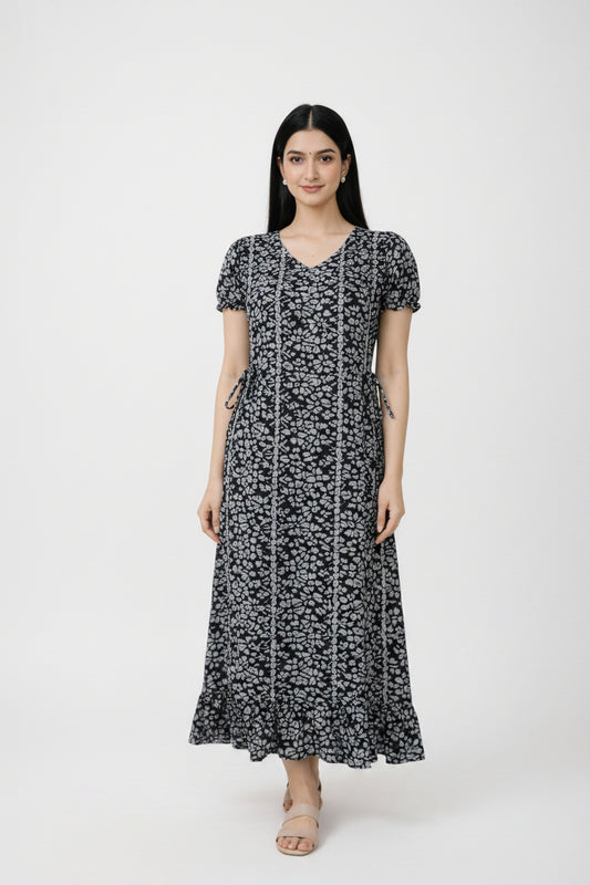 Women’s Ink Blue Maxi Gown - Western Wear - front view | Villows DTrendz