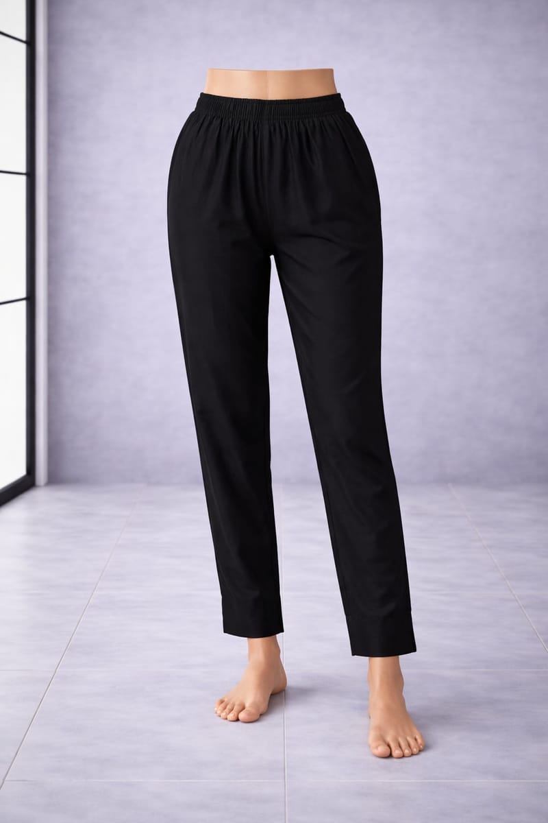 Women’s Black Metallic Pants Stylish Shimmer Trousers Versatile Bottom Wear for Kurtis & Tunics - Western Wear - front view | Villows DTrendz