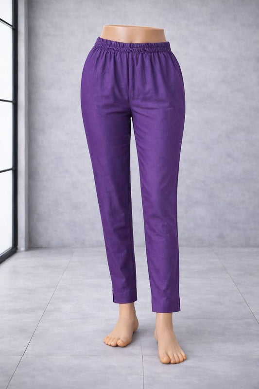 Women’s Lt Navy Metallic Pants Stylish Shimmer Trousers Versatile Bottom Wear for Kurtis & Tunics - Western Wear - front view | Villows DTrendz