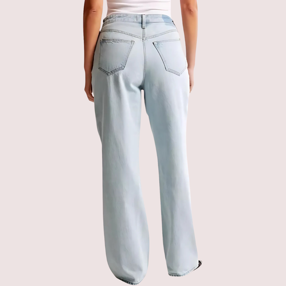 Women's Denim Jeans, Elegant Denim Pants - Apparel - back view | Snazzyway