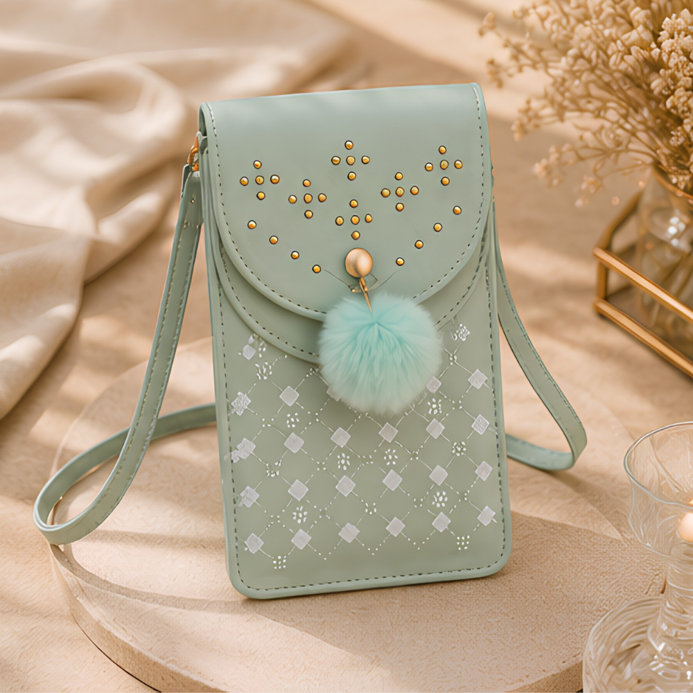 Women's Mint Green Embellished Sling Bag, Regal Mint Crossbody Purse - Apparel - back view | Snazzyway
