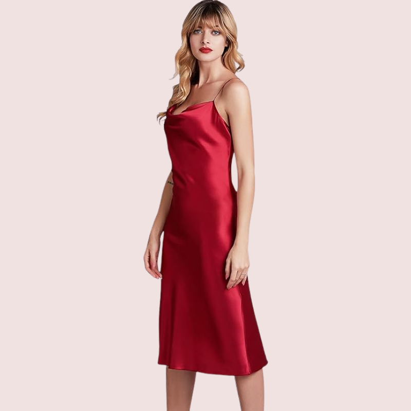 Women's Blush red Silk Nightgown, Radiant Blush Sleepwear - Apparel - styled full look | Snazzyway
