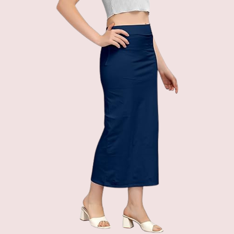 Women's Dark Blue Cotton Shapewear, Timeless Dark Body Shaper - Apparel - back view | Snazzyway