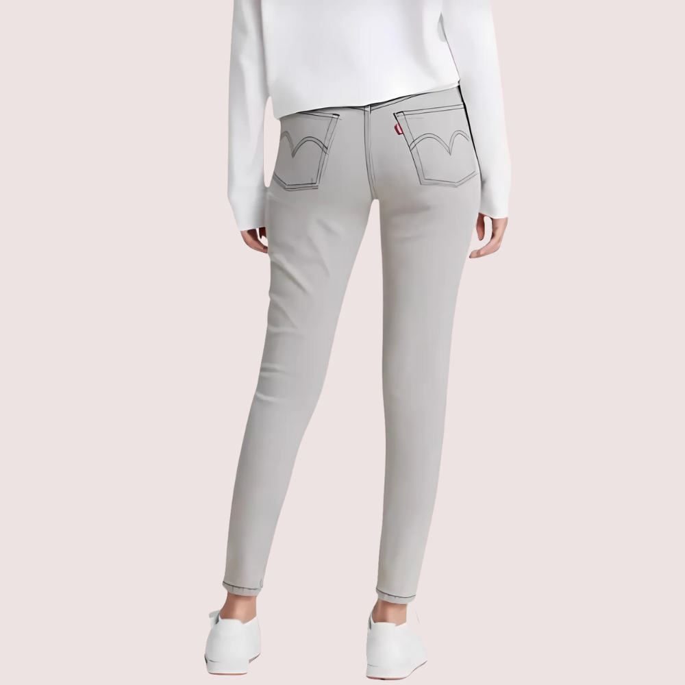 Women's Grey Designer Jeans, Radiant Grey Denim Pants - Apparel - close-up detail view | Snazzyway