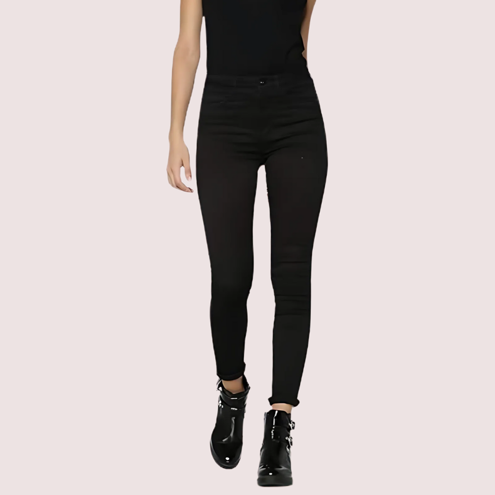 Women's Black Designer Jeans, Classic Black Denim Pants - Apparel - front view | Snazzyway