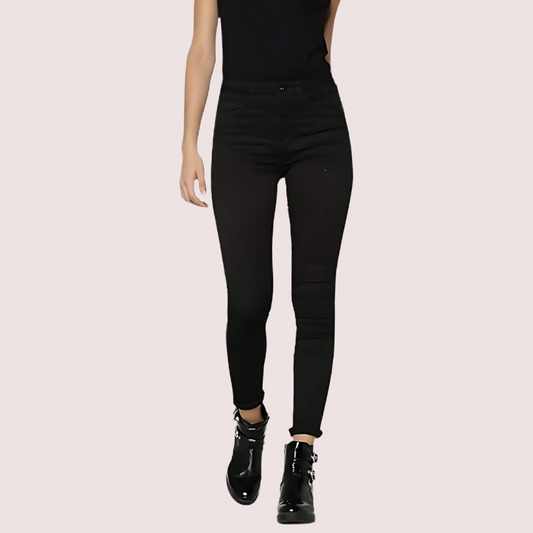 Women's Black Designer Jeans, Classic Black Denim Pants - Apparel - front view | Snazzyway