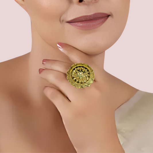 Women's Gold Gold-Plated Ring, Radiant Gold Statement Ring - Apparel - front view | Snazzyway