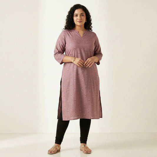 Plus Size - Onion Pink - Indian Ethnic Wear - front view | Villows DTrendz