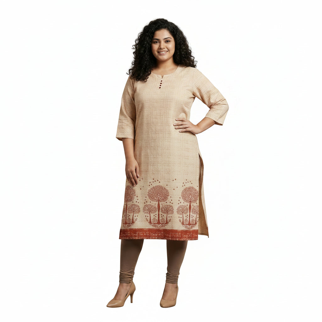 Plus Size - Red - Indian Ethnic Wear - front view | Villows DTrendz