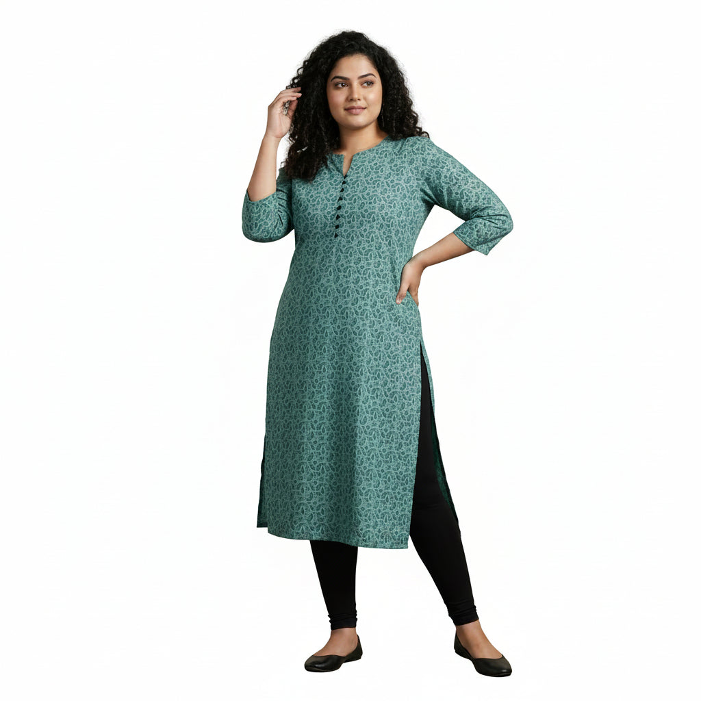 Plus Size - Rama Blue - Indian Ethnic Wear - front view | Villows DTrendz