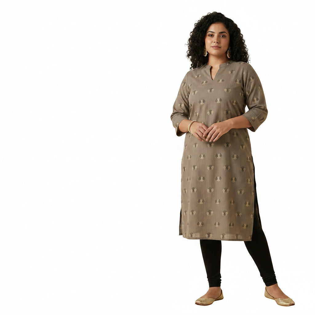 Plus Size - Brown - Indian Ethnic Wear - front view | Villows DTrendz