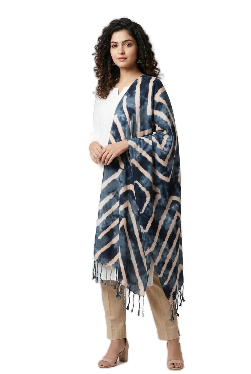 Premium Rayon Cotton Scarf - Grey - Indian Ethnic Wear - front view | Villows DTrendz