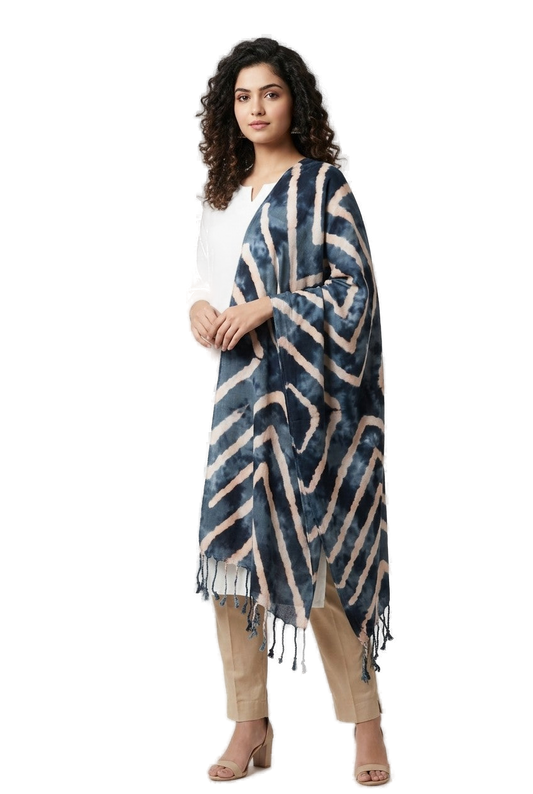 Premium Rayon Cotton Scarf - Grey - Indian Ethnic Wear - front view | Villows DTrendz