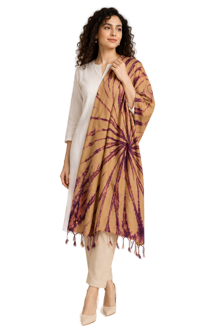 Premium Rayon Cotton Scarf - Purple - Indian Ethnic Wear - front view | Villows DTrendz