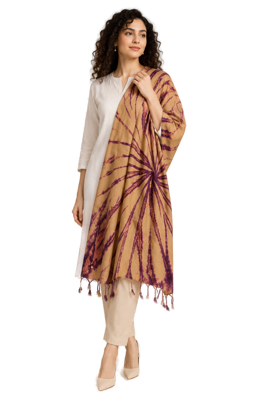 Premium Rayon Cotton Scarf - Purple - Indian Ethnic Wear - front view | Villows DTrendz