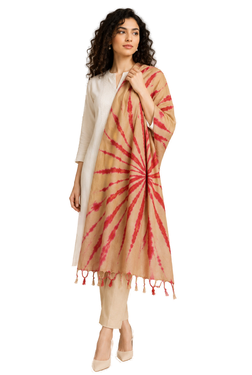 Premium Rayon Cotton Scarf - Red - Indian Ethnic Wear - front view | Villows DTrendz