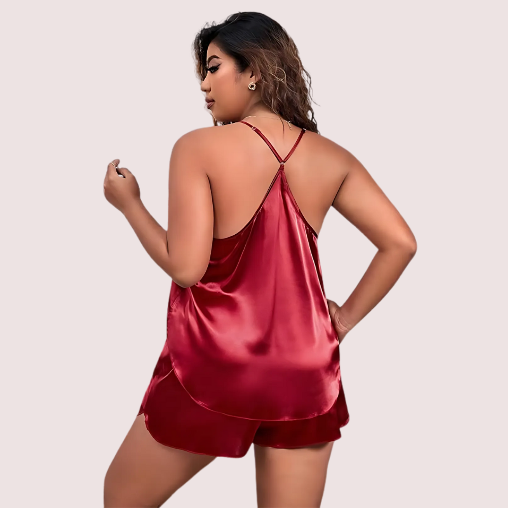 Women's Dark Maroon Silk Cami Top, Classic Dark Camisole - Apparel - back view | Snazzyway