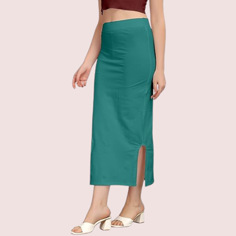 Women's Peacock Green Cotton Petticoat, Sophisticated Peacock Shapewear - Apparel - styled full look | Snazzyway