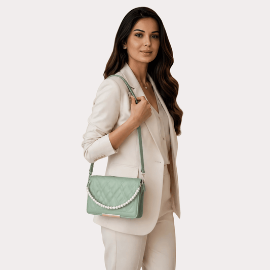 Women's Pearl White Pearl Handbag, Opulent Pearl Purse - Apparel - front view | Snazzyway