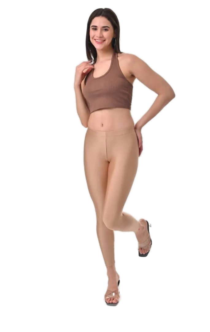 Women’s Copper Gold Shimmer Ankle-Fit Pants Stylish Stretch Glitter Trousers Versatile Bottom Wear for Tops, Kurtis & Tunics - Western Wear - front...